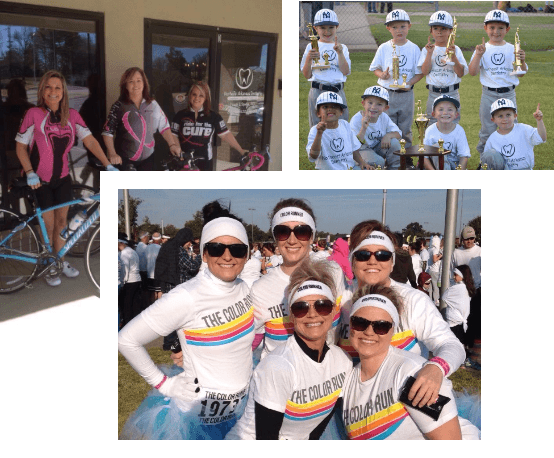 Collage of dental team members volunteering at Jonesboro community events